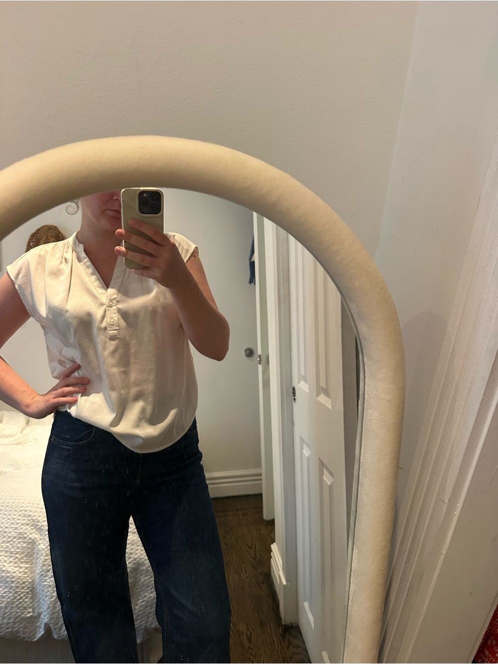 Banana Republic Cream Cap-Sleeve Blouse
